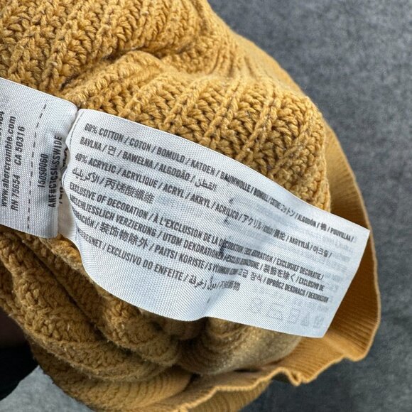 Abercrombie & Fitch Sweater Womens XL Gold Pullover Knit Ribbed Button Crew - Picture 6 of 9